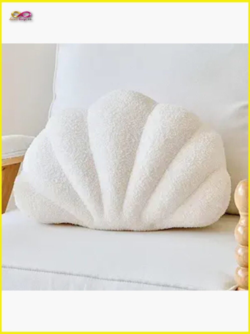 Ivory Seashell Throw Pillow, 13 Inch Plush Decorative Shell Shaped Cushion for